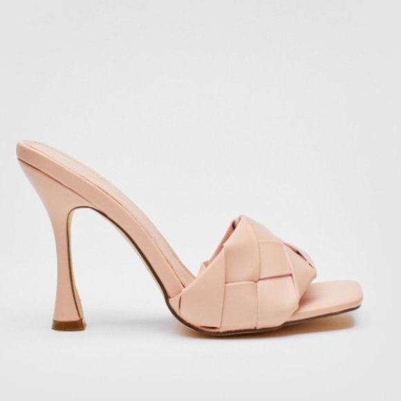 Wide Fit Faux Leather Woven Heeled Mules - Picture 4 of 4